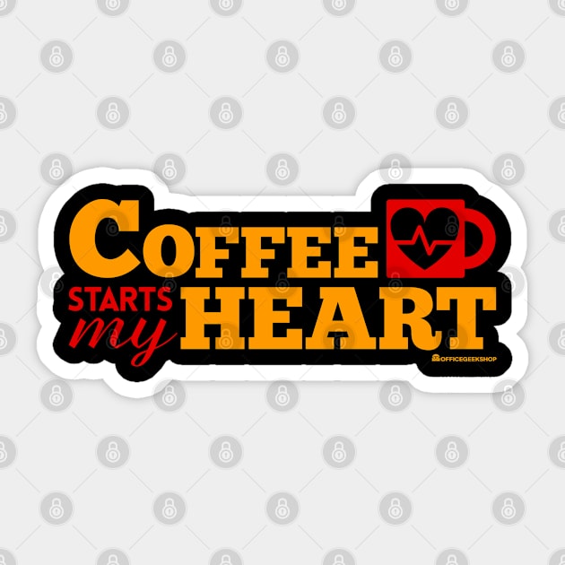 COFFEE STARTS MY HEART Sticker by officegeekshop